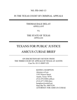 Texans for Public Justice Amicus Curiae Brief