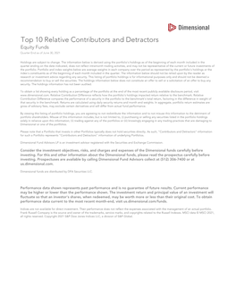 Top 10 Relative Contributors and Detractors Equity Funds Quarter End As of June 30, 2021