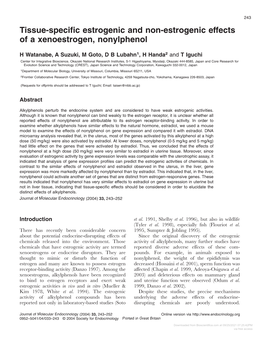 Downloaded from Bioscientifica.Com at 09/25/2021 07:25:42PM Via Free Access 244 H WATANABE and Others · Genomic Effects of Nonylphenol