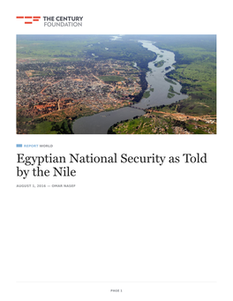 Egyptian National Security As Told by the Nile