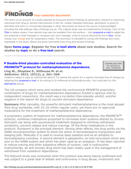 PDF (Double-Blind Placebo-Controlled Evaluation of the PROMETA Protocol for Methamphetamine Dependence)