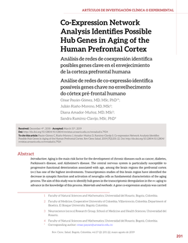 Co-Expression Network Analysis Identifies Possible Hub Genes in Aging of the Human Prefrontal Cortex