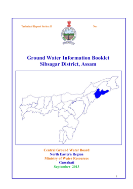 Ground Water Information Booklet Sibsagar District, Assam