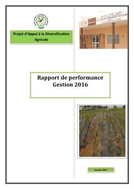 Rapport De Performance Du PADA, Gestion 2016