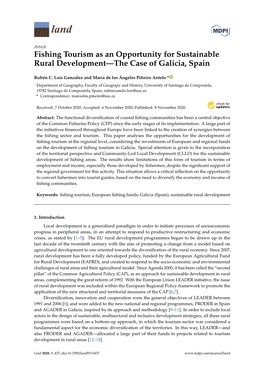 Fishing Tourism As an Opportunity for Sustainable Rural Development—The Case of Galicia, Spain