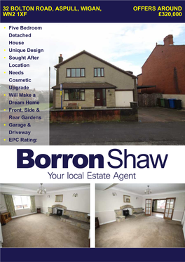 32 Bolton Road, Aspull, Wigan, Wn2 1Xf Offers Around