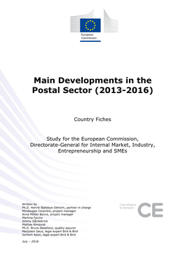 Main Developments in the Postal Sector (2013-2016)