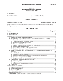 Federal Communications Commission FCC 14-141 Before the Federal