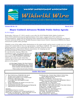 Mayor Caldwell Advances Waikīkī Public Safety Agenda