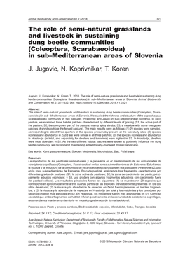 The Role of Semi–Natural Grasslands and Livestock in Sustaining Dung Beetle Communities (Coleoptera, Scarabaeoidea) in Sub–Mediterranean Areas of Slovenia