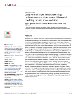 Long-Term Changes in Northern Large-Herbivore Communities Reveal Differential the Whole Region Between 1949 and 2015