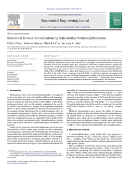 Kinetics of Ferrous Iron Oxidation by Sulfobacillus Thermosulfidooxidans