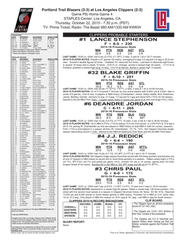 1 Lance Stephenson #32 Blake Griffin #6