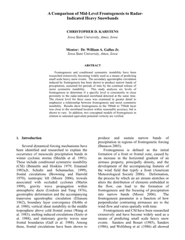 A Comparison of Mid-Level Frontogenesis to Radar- Indicated Heavy Snowbands