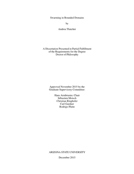 Swarming in Bounded Domains by Andrea Thatcher a Dissertation