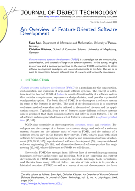 An Overview of Feature-Oriented Software Development