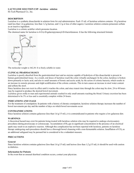 LACTULOSE SOLUTION USP - Lactulose Solution Hi-Tech Pharmacal Co., Inc