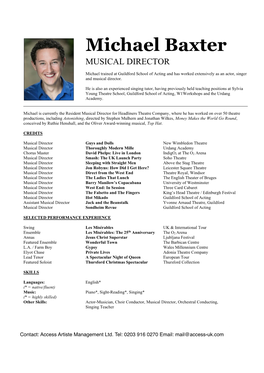 Michael Baxter Musical Director CV Copy