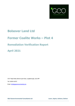 Bolsover Land Ltd Former Coalite Works – Plot 4