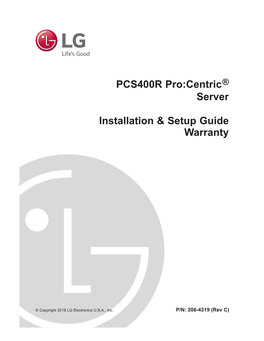 PCS400R Pro:Centric ® Server Installation & Setup Guide Warranty