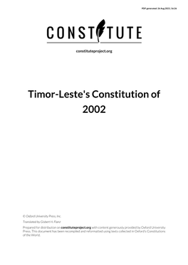 Timor-Leste's Constitution of 2002