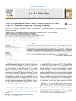 A Versatile Spectrophotometric Protein Tyrosine Phosphatase Assay Based on 3-Nitrophosphotyrosine Containing Substrates