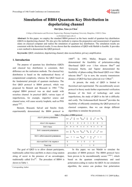 Simulation of BB84 Quantum Key Distribution in Depolarizing Channel