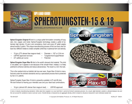 Bpi Load Guide: Spherotungsten-15 & 18