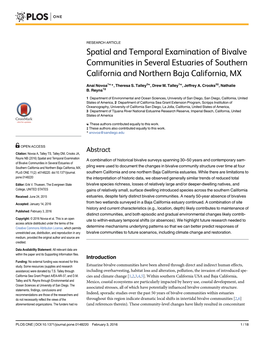 Spatial and Temporal Examination of Bivalve Communities in Several Estuaries of Southern California and Northern Baja California, MX