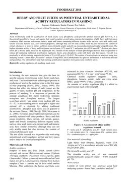 Berry and Fruit Juices As Potential Untraditional Acidity Regulators in Mashing