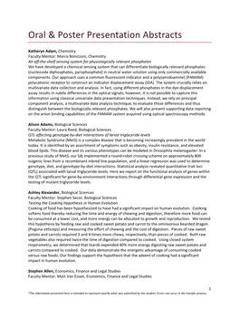 2014 URCA Abstracts for Oral and Poster Presentations