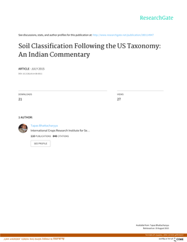 Soil Classification Following the US Taxonomy: an Indian Commentary