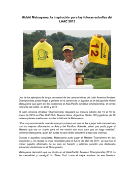 Hideki Matsuyama, La Inspiración Para Las Futuras Estrellas Del LAAC 2015