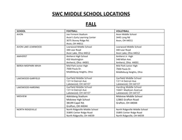 Swc Middle School Locations Fall