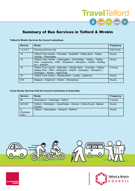 Summary of Bus Services in Telford & Wrekin
