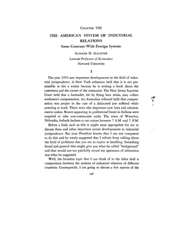 THE AMERICAN SYSTEM of INDUSTRIAL RELATIONS Some Contrasts with Foreign Systems