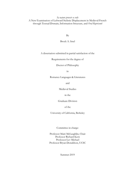 A New Examination of Leftward Stylistic Displacement in Medieval French Through Textual Domain, Information Structure, and Oral Représenté