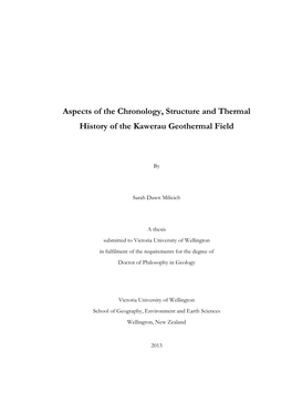 Aspects of the Chronology, Structure and Thermal History of the Kawerau Geothermal Field