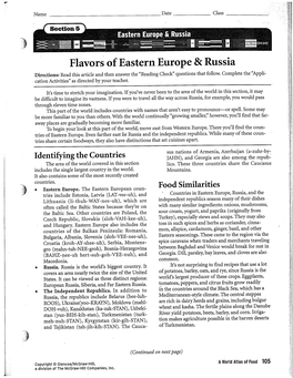 Flavors of Eastern Europe & Russia