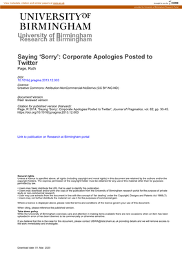 'Sorry': Corporate Apologies Posted to Twitter