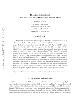 Rotation Velocities of Red and Blue Field Horizontal-Branch Stars