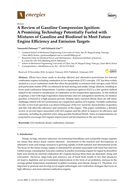 A Review of Gasoline Compression Ignition