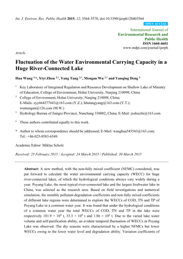 Fluctuation of the Water Environmental Carrying Capacity in a Huge River-Connected Lake