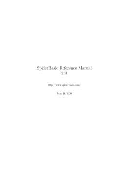 Spiderbasic Reference Manual 2.31