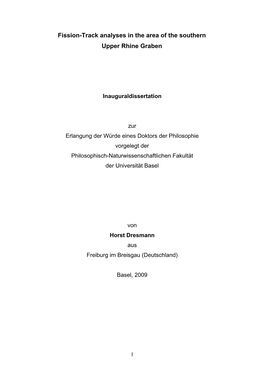 Fission-Track Analyses in the Area of the Southern Upper Rhine Graben