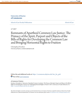 Remnants of Apartheid Common Law Justice