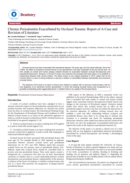 Chronic Periodontitis Exacerbated by Occlusal Trauma: Report of a Case and Revision of Literature Ma