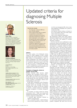 Updated Criteria for Diagnosing Multiple Sclerosis