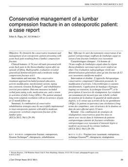 Conservative Management of a Lumbar Compression Fracture in an Osteoporotic Patient: a Case Report