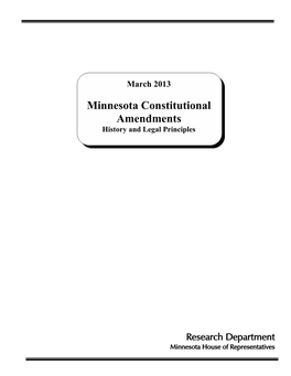 Minnesota Constitutional Amendments History and Legal Principles